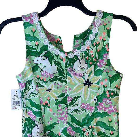 Crown & Ivy Size 2 Shift Dress Embroidered Easter Bunny Holidays Preppy NWT - Picture 5 of 11